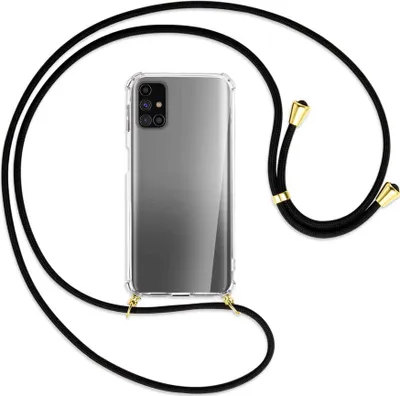 Produktbild von Handykette Backcover-Schutzhülle mit Band (Metall goldfarben) für Samsung Galaxy M31s - schwarz