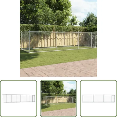 Obrázok produktu pre The Living Store Psia búda s dverami Sivá 6x2x1,5 m Pozinkovaná oceľ