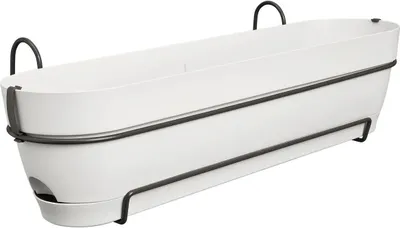 Produktbild von elho® Vibia campana Pflanzkasten Seidenweiß 70 cm mit Halter allin1 - Kunststoff