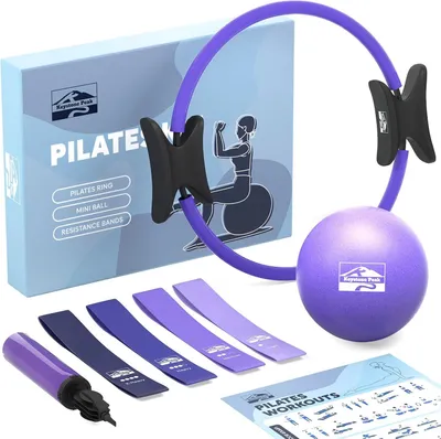 Produktbild von Pilates Set 35 cm, Pilatesring, Ball, 4 Widerstandsbänder, Tasche, für Zuhause