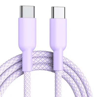 Produktbild von USB C Ladekabel 60W Schnellladung Nylon Datenkabel 2 Meter Lila Universell
