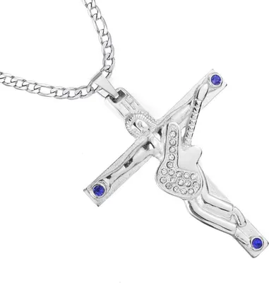 Image de Johnny Hallyday Pendentif Croix Argent Métal Femme Homme Cadeau