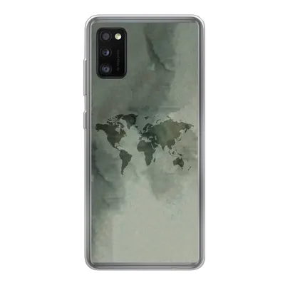 Produktbild von MuchoWow® Handyhülle Schutzhülle Hülle für Samsung Galaxy A41 Weltkarte - Grün - Grau Silikon Softcase Handy Hülle - Mobiltelefon