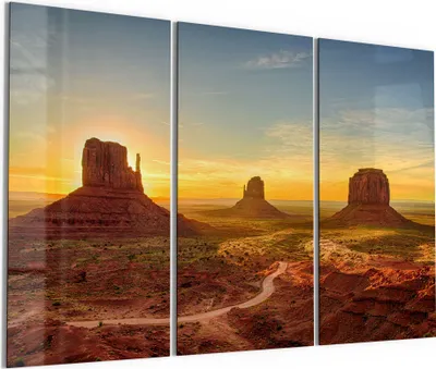 Produktbild von DEQORI Glasbild Echtglas 3x50x100 cm 'Sandsteinformationen' Wandbilder XXL groß