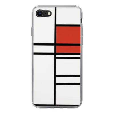 Produktbild von MuchoWow® Handyhülle Schutzhülle Hülle für iPhone 8 Komposition mit Rot und Weiß - Piet Mondrian Silikon Softcase Handy Hülle - Schutzhaube