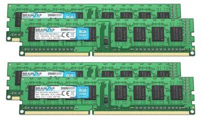 Produktbild von BRAINZAP 32GB DDR3 RAM DIMM PC3L-12800U 2Rx8 1600 MHz 1.35V CL11 Computer PC Arbeitsspeicher (4x 8GB)