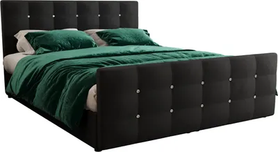 Produktbild von Gepolstertes Boxspringbett 180x200 mit Stauraum KAUR - Dunkelgrau