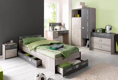 Produktbild von Parisot Kinder- und Jugendzimmer Set 5-teilig "Fabric" Esche grau, Komplett-Set