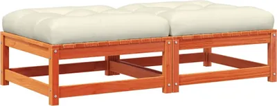 Produktbild von vidaXL Gartenhocker mit Kissen 2 Stk. Wachsbraun Massivholz Kiefer