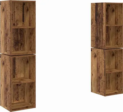 Obrázok produktu pre Sada TV stolíkov vidaXL, 4 ks, staré drevo, 37 x 37 x 72 cm, drevotrieska