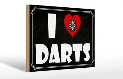 Produktbild von Holzschild  i Love Dart, 30x20 cm, Holzschilder Spruch Sport Hobby
