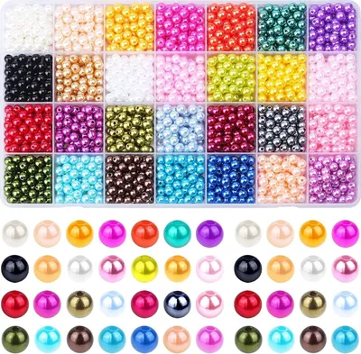 Produktbild von 1960PCS Perlen, 6mm 28 Farben Multicolor lose Perlen für Handwerk mit Löchern für die Schmuckherstellung, kleine Füllstoff Perlen für die Herstellung von Armband Halskette Ohrringe
