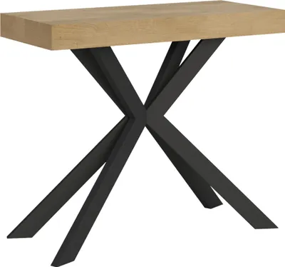 Zdjęcie produktu dla ITYHOME - Konsola rozkładana 90x40/300 cm Plaker dąb naturalny antracytowe nogi
