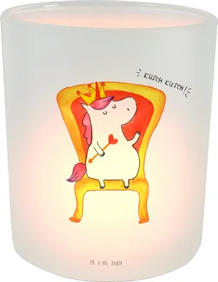 Produktbild von Mr. & Mrs. Panda Kerzenglas Einhorn Prinzessin - Transparent - Geschenk, Kerzenhalter, Unicorn, Glas Teelichthalter, Teelicht, Geburtstagsgeschenk, Windlicht aus, Monat