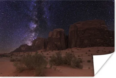 Produktbild von MuchoWow® Poster Sternenhimmel über Wadi Rum in Jordanien 120x80 cm - Bilder