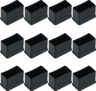 Obrázek produktu pro balení 12 obdélníkových chráničů nohou stolu nebo židle z gumové plsti, černé, 15 x 30 mm, STOL
