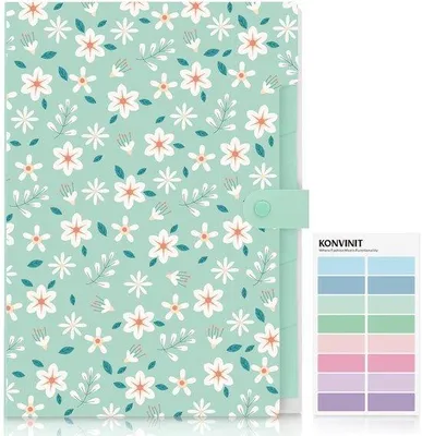 Produktbild von Organisatorische Schrankenmappe mit 5 Schubladen Großer Kapazität Blumen-Design Farbetiketten Schülerorganisation