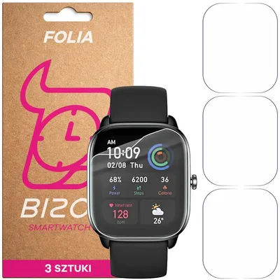Produktbild von 3x Schutzfolie für den Bildschirm für Amazfit GTS 4 Mini, Bizon Watch HydroFlex