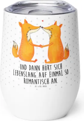 Produktbild von Mr. & Mrs. Panda thermosbecher Füchse Liebe - Weiß - Geschenk, glühweinbecher, Ehefrau, Fuchs, Thermobecher, Ehemann, kaffee tasse, Thermo Becher, Edelstahl Weinbecher