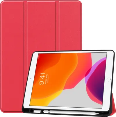 Produktbild von Mobigear Tri-Fold Gel iPad 9 (2021) Hülle TPU,Kunstleder Klapphülle + Stifthalter - Rot