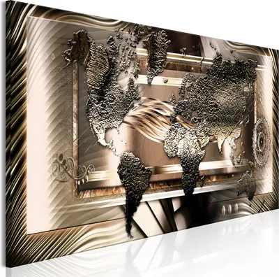 Produktbild von Modernes Wandbild k-A-0497-b-a (150x50 cm) - 1 Teilig Bilder Fotografie auf Leinwand Foto Bild Dekoration Wand Bilder Kunstdruck WELTKARTE ABSTRAKT