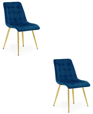 Productafbeelding van Chaise longue - Leobert - Tweedelig - Fluwelen bekleding, marineblauw / Goudkleurige poten - Set van 2