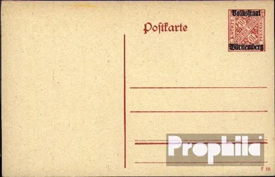 Produktbild von Belege Ganzsachen Württemberg 1919 DP49 Dienstpostkarte un Ziffer mit Aufdruck