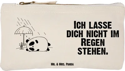 Produktbild von Mr. & Mrs. Panda beauty case Panda Freundschaft Größe S Klein - Weiß - Geschenk, Kulturbeutel, Etui, Mäppchen, Kosmetiktasche, kosmetiktäschchen, Stoffbeutel