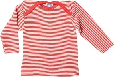 Obrázek produktu pro Cosilana, dětské spodní tričko s dlouhým rukávem, 70 % vlna, 30 % hedvábí (červená/přírodní barva, velikost 98-104)