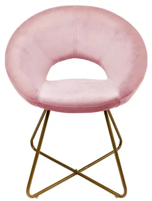 Produktbild von HOME DELUXE - Esszimmerstühle Samt SELESA - Farbe: Rosa, Gold Bezug: Samtstoff, Gestell: pulverbeschichtetes Metall, max. 120 kg I Rundsessel, Küchenstuhl, Wohnzimmerstuhl, Polsterstuhl, Stuhl