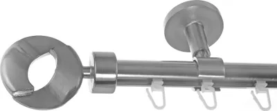Produktbild von Innenlauf Gardinenstange Edelstahl look, Durchmesser 20mm, Deckenträger D30, 1-läufig, Länge 480, Endkappe E83