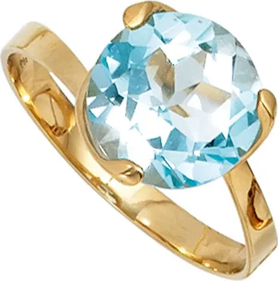 Produktbild von JOBO Damen Ring 585 Gold Gelbgold 1 Blautopas Goldring Größe 54