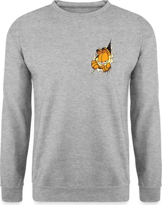 Produktbild von Spreadshirt Garfield Hier Ist Garfield Uni Pullover, M, Weißgrau meliert