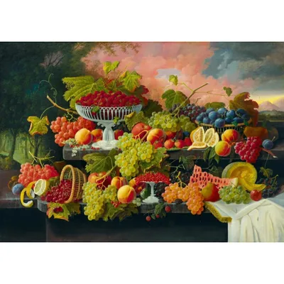 Produktbild von BLUEBIRD Puzzle Stilleben mit Obst und Sonnenuntergang 1000 Teile