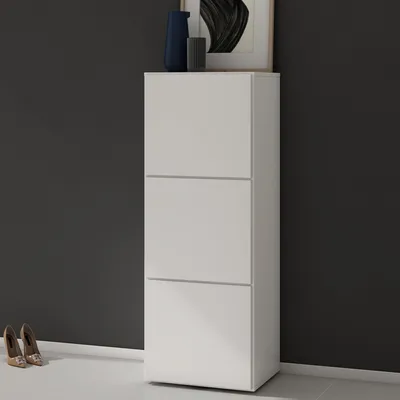 Image de doporro Meuble à Chaussures Blanc Mat 45x120cm Rangement Armoire à Chaussures 6 Compartiments Range-Chaussures 02