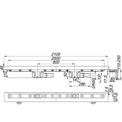 Produktbild von Dallmer 524164 Duschrinne CeraLine W Duo 2000