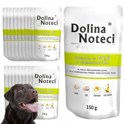 Produktbild von Dolina Noteci Premium Nassfutter für Hunde reich an Gans mit Kartoffeln Beutel 20x150g