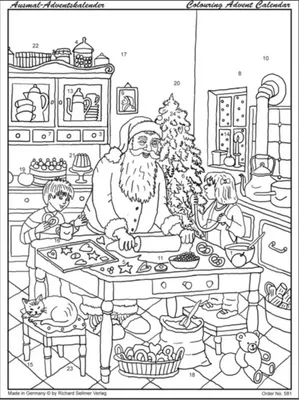 Produktbild von Ausmal-Adventskalender für Kinder – Weihnachtsbäckerei mit 24 Türchen