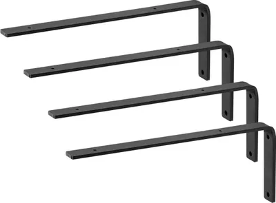 Produktbild von Regalhalterung, hochbelastbare schwimmende Regalhalterungen 10 x 6 Zoll, 4 Stück Halterungen für Regale, 5 mm dicke mattschwarze L-Regalhalterung, Stahlregalhalterungen mit 160 lbs Tragkraft