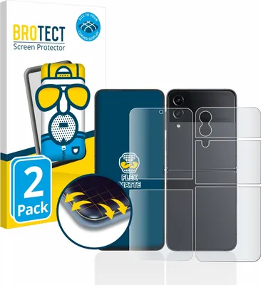 Produktbild von 2x BROTECT Fullscreen Schutzfolie für Samsung Galaxy Z Flip 4 (Display+Rückseite) Displayschutz Folie Fullcover Matt Entspiegelungsfolie