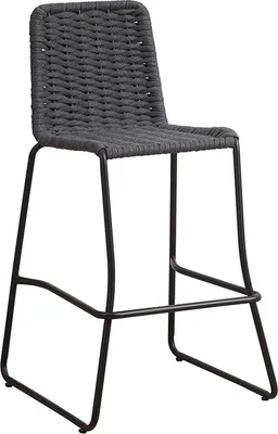 Zdjęcie produktu dla Happyment Stołek barowy - Rattan - Antracyt/czarny - Z oparciem - Ergonomiczny - Do baru lub kuchni - 74 cm wysokości - 1 szt