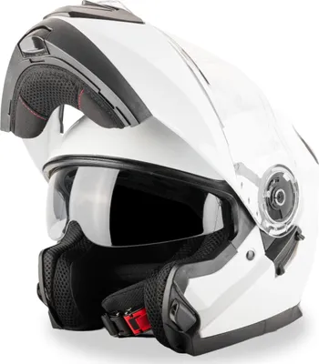 Produktbild von VINZ Santos Klapphelm mit Sonnenblende | ECE 22.06 & PINLOCK vorbereitet | Motorrad Helm Integralhelm | Motorradhelm Klappbar | In Gr. XS-XXL | Erhältlich in verschiedenen Farben - Weiß | M (57 - 58 cm)