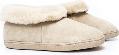 Produktbild von Hausschuhe Lammfell Modell KRETA knöchelhoch geschlossen mit Fellkranz Beige 39
