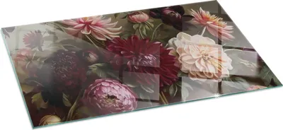 Obrázok produktu pre Sklenená základná doska pre 120x60 cm - kachle - krbová doska zo skla - ochranné sklo - ochranná doska proti iskrám - ohňovzdorná sklenená základná doska - ochranná doska proti teplu - ochrana sklenenej základne - kytica kvetov v detaile