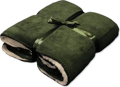 Immagine prodotto di Uniqoos® Unique Living Coby, coperta a quadri in pile di poliestere, 130 x 160 cm, verde scuro