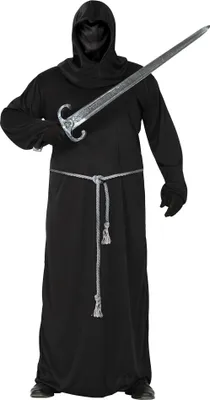 Immagine prodotto di Fantasma Medievale Cappuccio Costume Halloween Tenebre Fantasia Guerriero Inquietante Mistero Eleganza Figura con cappuccio Guerriero Aura, Taglia: 54 - 56 (XL) Colore: Nero
