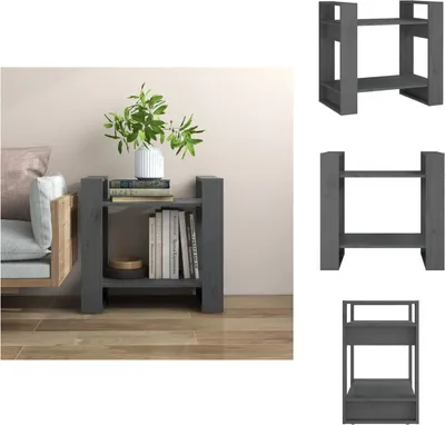 Productafbeelding van vidaXL Boekenkast/Roomdivider, grijs, 60x35x57 cm, massief grenenhout - Boekenkasten & boekenschappen