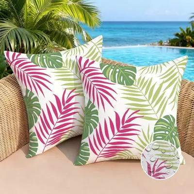 Produktbild von Gartenkissenbezüge 40 x 40 cm, 2er Set, grünes Blattdesign, für Garten