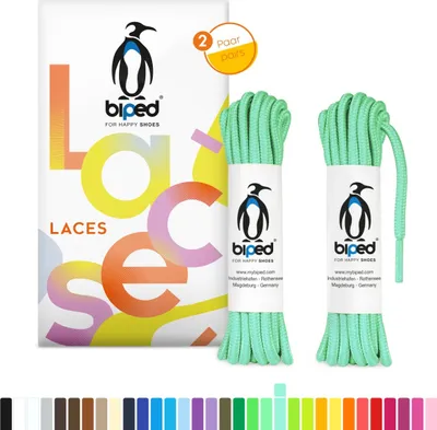 Produktbild von biped LACES 2 Paar reißfeste Schnürsenkel aus Polyester rund  ø 4 mm z2914(#15 ocean breeze,90 cm)