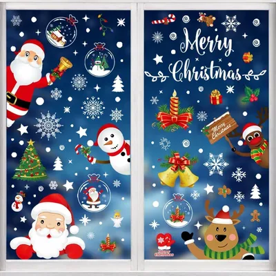 Produktbild von Fensterbilder Weihnachten Modell 2, selbsthaftende Fensteraufkleber ohne Kleberückstände, Weihnachtsmotive für Fenster, Spiegel & Glas im Innenbereich